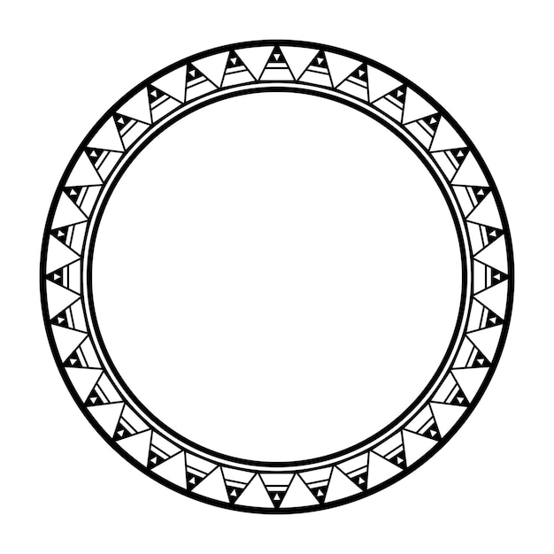 Vector ronde geometrische maori grens frame ontwerp eenvoudig zwart en wit