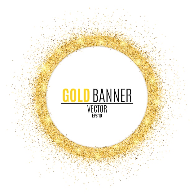 Ronde gouden banner van glitters.