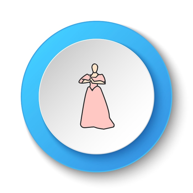 Ronde knop voor webicon Actrice theatervrouw Knop banner ronde badge interface voor applicatie illustratie op witte achtergrond