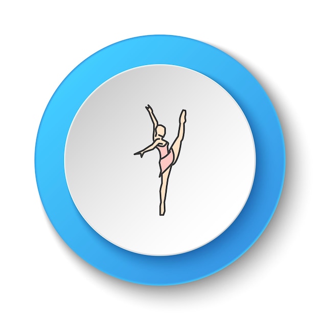 Ronde knop voor webicon Balletvrouw Knop banner ronde badge interface voor applicatie illustratie op witte achtergrond