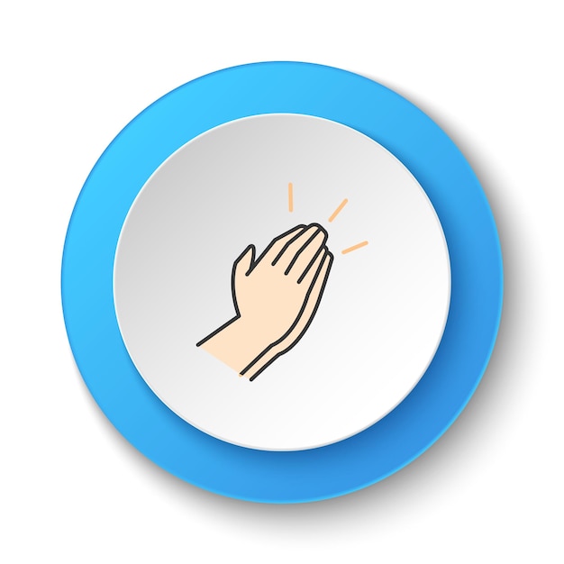 Ronde knop voor webicon Hand applaus Knop banner ronde badge interface voor applicatie illustratie op witte achtergrond