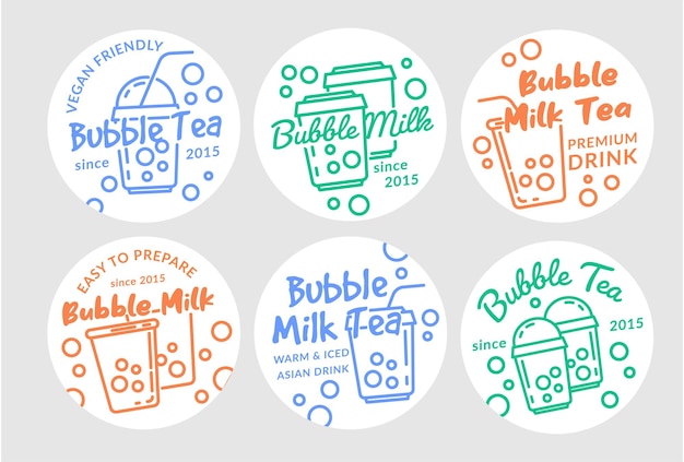 Ronde labelset voor bubble tea business-promotie