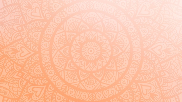 Vector ronde mandala op een dromerige perzik fuzz gradiënt achtergrond doorzichtig mesh patroon in de formmandala