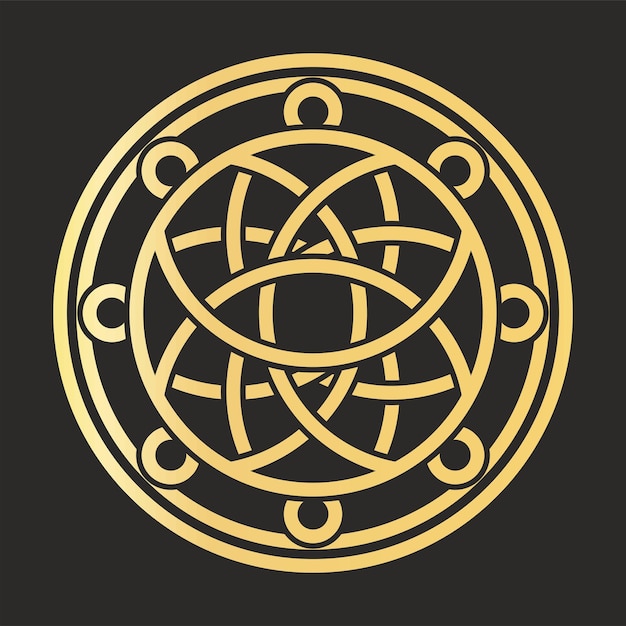 Vector ronde mandala vector patroon keltisch teken op zwarte achtergrond