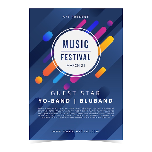 Vector ronde muziek festival flyer template