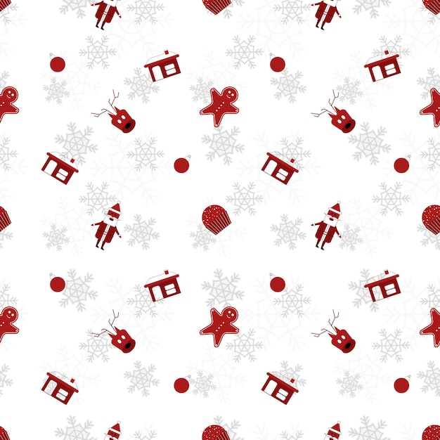 Ronde rand kerst object herhalingspatroon gemaakt in nieuwe kleur op witte achtergrond naadloze kerst patroon