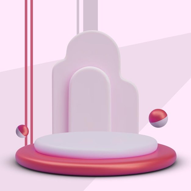Ronde realistische podium met metalen roze glitter Creatief reclameconcept