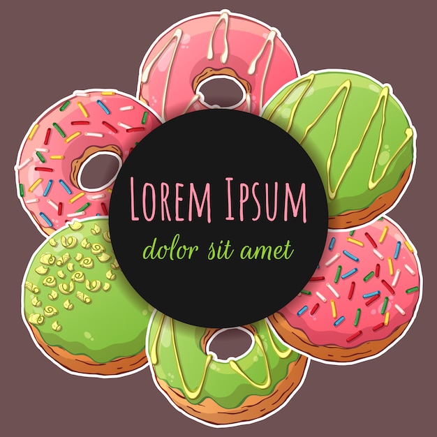 Ronde sticker met donuts.