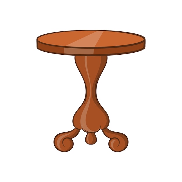 Ronde tafel icoon in cartoon stijl geïsoleerd op witte achtergrond Meubels symbool