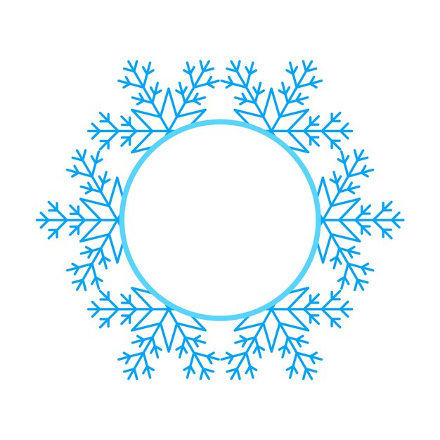 Ronde Vector blauwe kerst winter frame gemaakt van sneeuwvlokken met plaats voor tekst Perfect copyspace