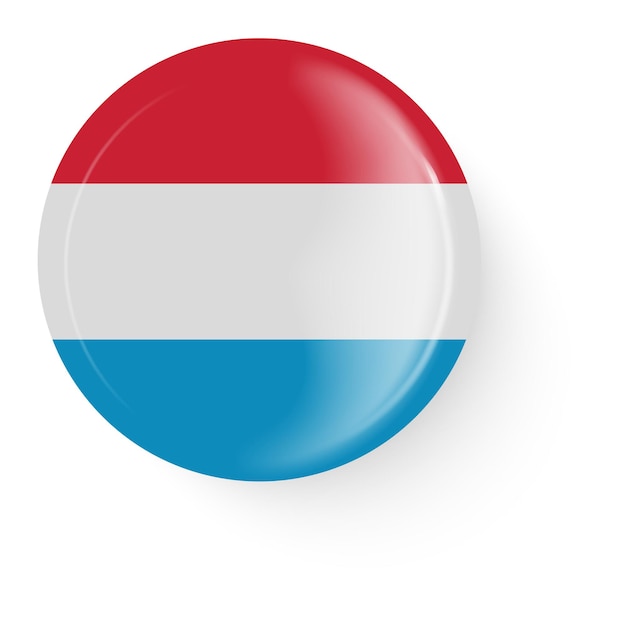 Ronde vlag van luxemburg pin-knop pin broche pictogram sticker 3d-vector stijl web-knop