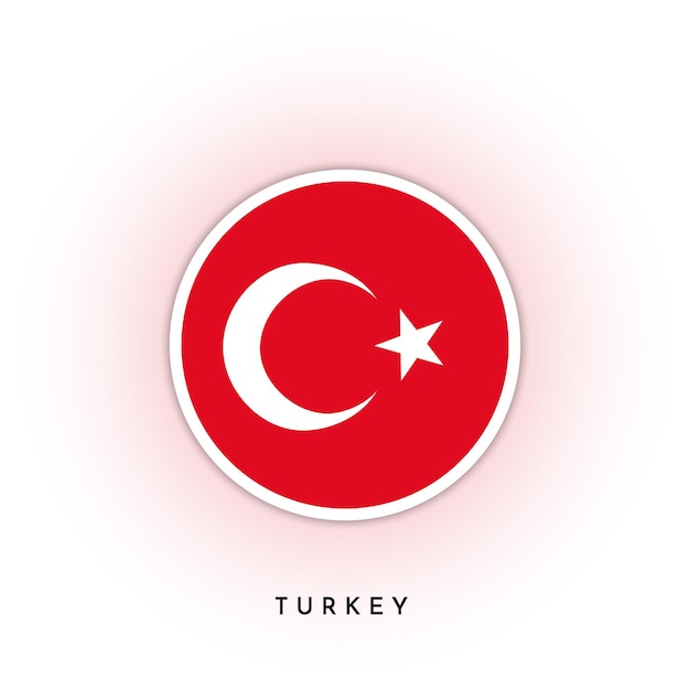 Ronde vlag van Turkije en schaduweffect ontwerp