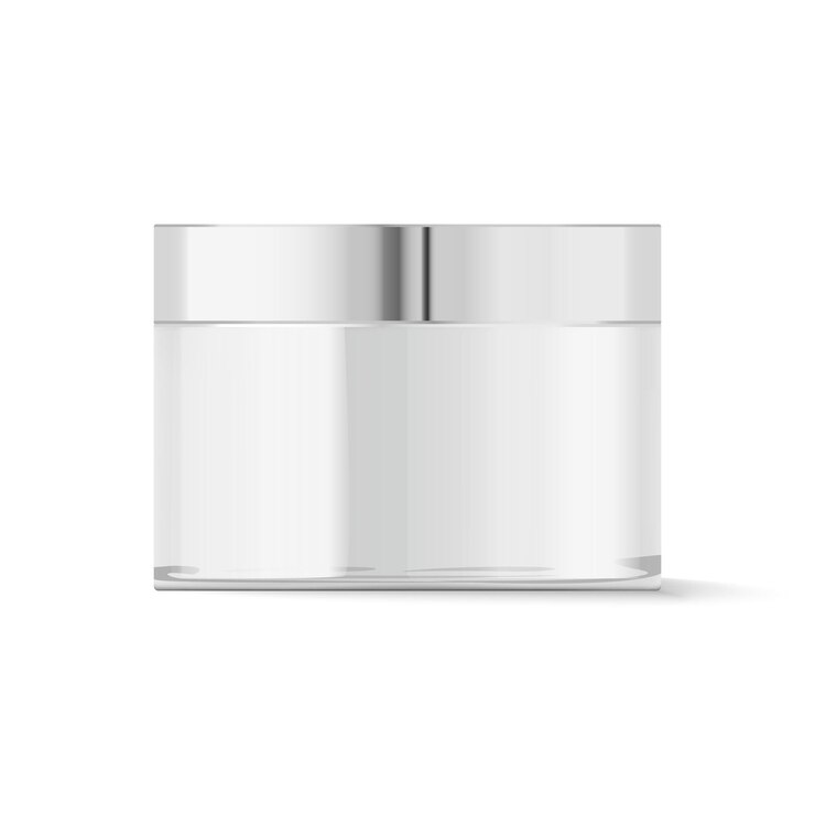 Ronde witte plastic pot met metalen deksel voor cosmetica lichaamscrème boter scrub badzout gel