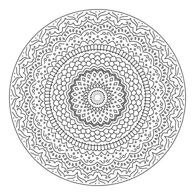 Ronde zonnebloem mandala ornament Kleurboek tekenen