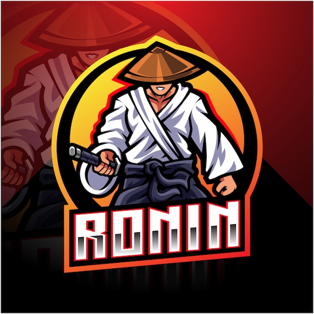 Vector ronin esport mascot logo design