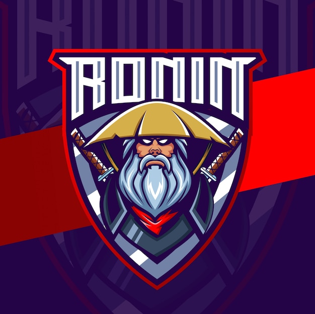 Vector ronin samurai mascot esport logo design character