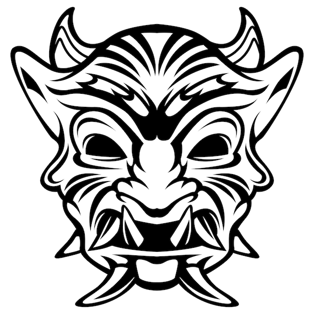 Ronin samurai vector maschera in bianco e nero casco logo illustrazione vettoriale