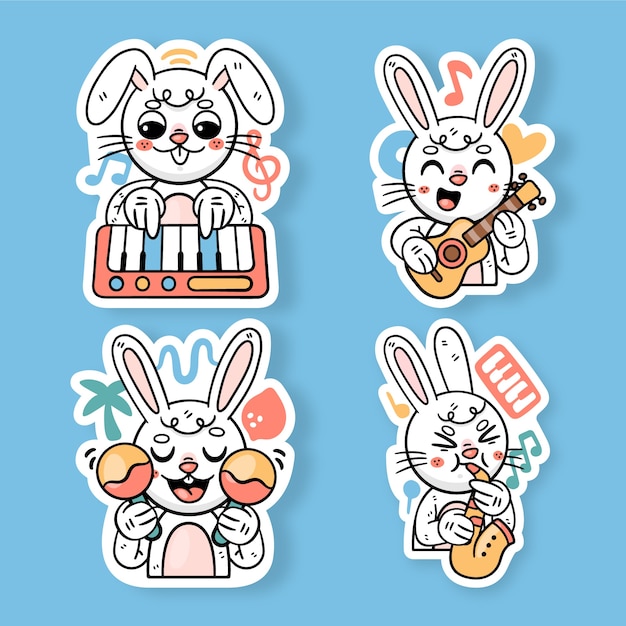 Ronnie the bunny music and dance stickers set