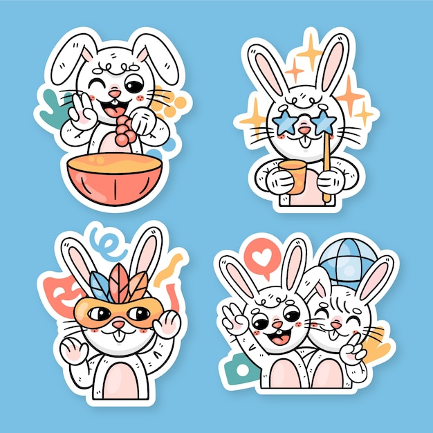 Ronnie the bunny party stickers set