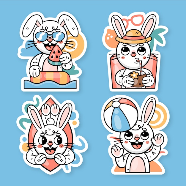 Ronnie the bunny summer stickers collection