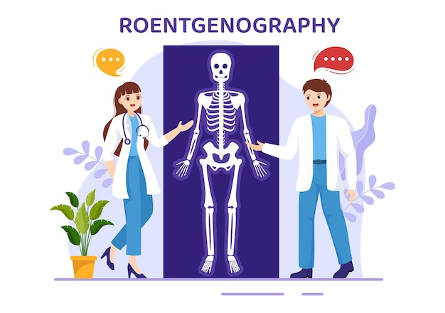 Röntgenografie Illustratie met Fluorography Body Checkup Procedure of Röntgen in de gezondheidszorg