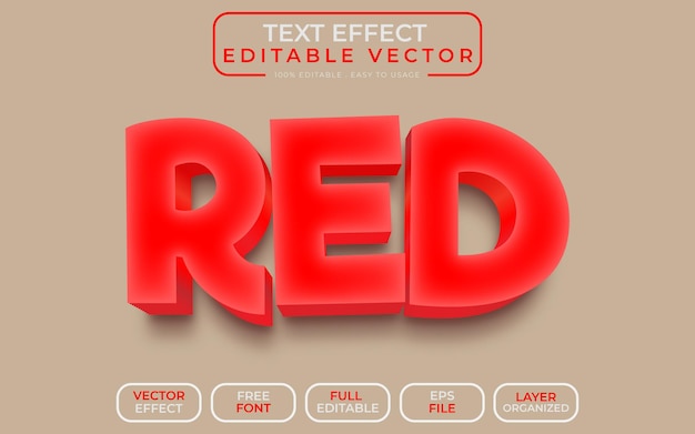 Rood 3d-teksteffect bewerkbaar vectorbestand