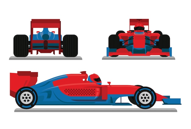 Rood-blauwe raceauto vector