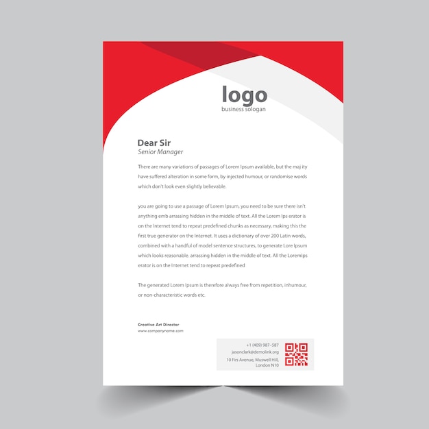 Rood eenvoudig letterhead-ontwerp