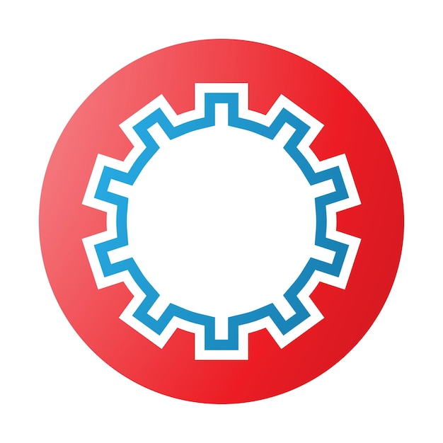 Rood en blauw Letter O-pictogram met kasteelmuurpatroon