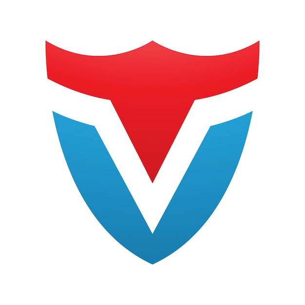 Rood en blauw schildvormig letter V-pictogram