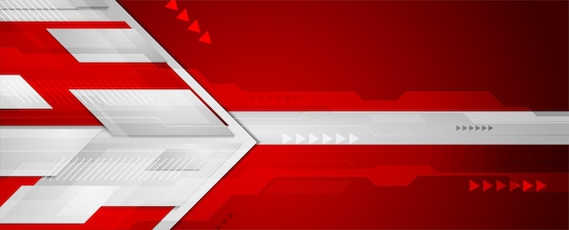 Rood en grijs abstract hitech geometrisch bannerontwerp