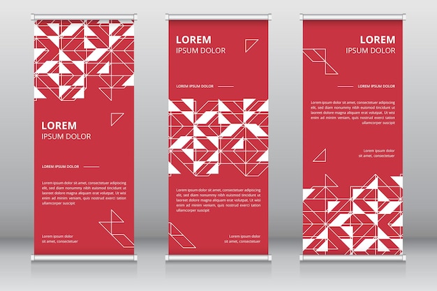 Vector rood en wit gekleurde moderne roll-up banner ontwerpsjabloon