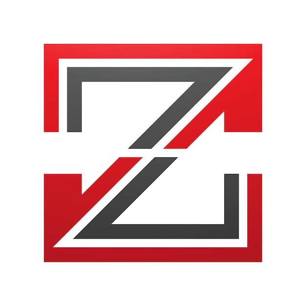 Rood en zwart gestreept gevormd letter Z-pictogram