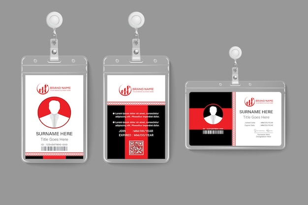 rood en zwart Verticaal en horizontaal ID-kaart Template design