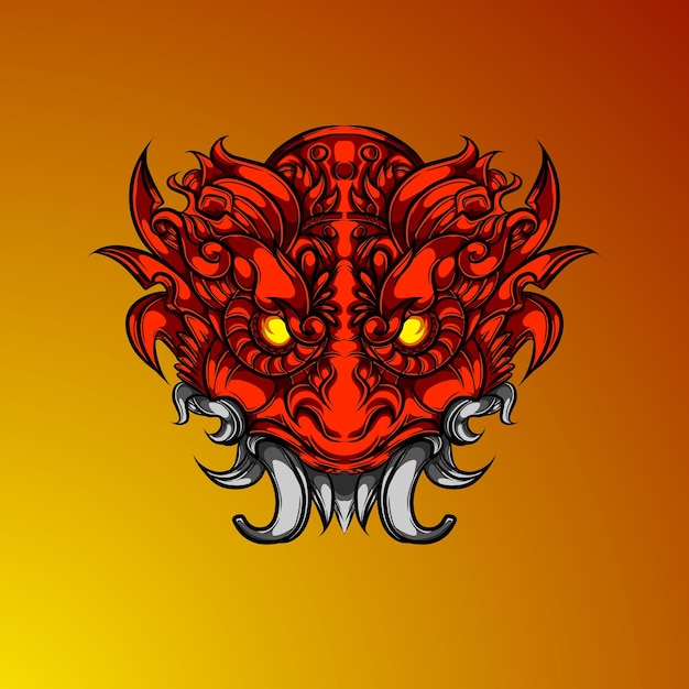 Rood eng demon hoofdmasker vector