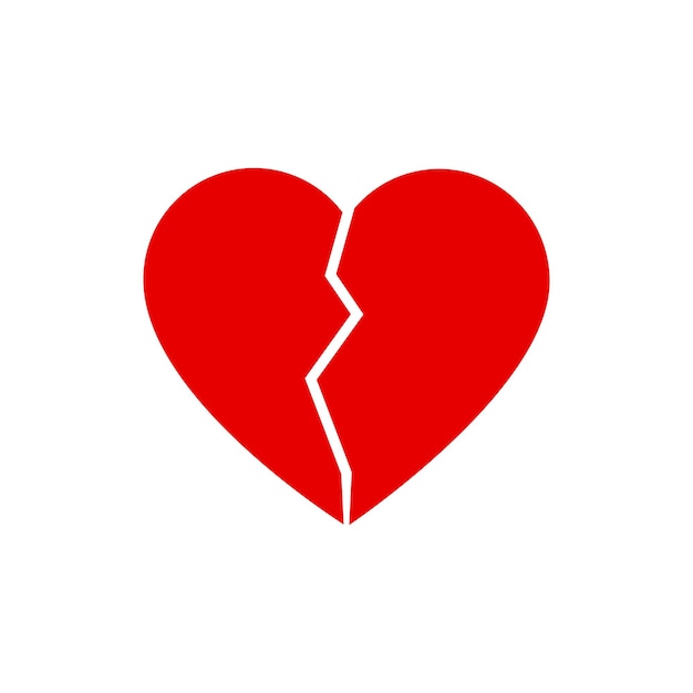 Rood gebroken hart pictogram geïsoleerd op een witte achtergrond Vectorillustratie