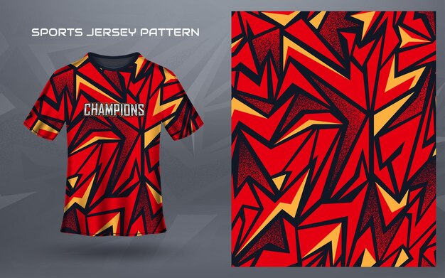 Rood geel zwart t-shirt sportontwerp sjabloon met modern geometrisch patroon