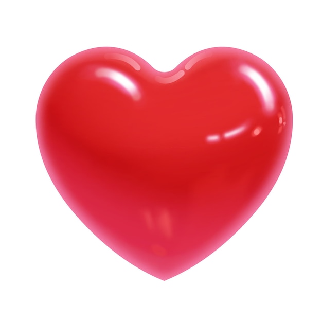 Rood glanzend realistisch hartpictogram geïsoleerd