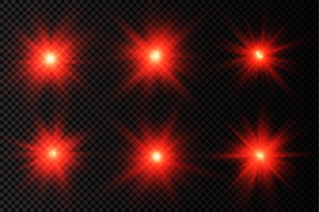 Vector rood gloeiend licht uitbarsting gloed heldere ster zonnestralen lichteffect zonneschijn