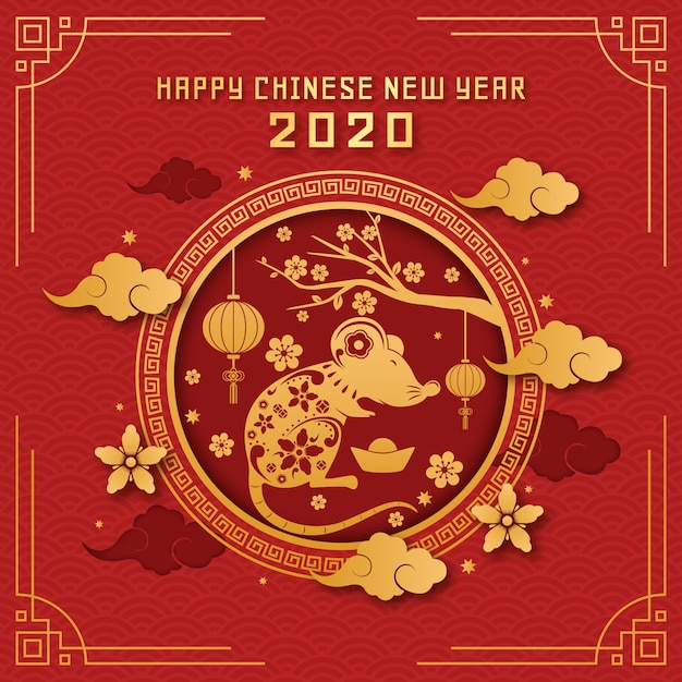 Rood & gouden Chinees nieuw jaar