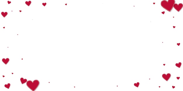 Rood hart liefde confettis Valentine39s dag vignet fancy achtergrond Falling gestikt papier harten confetti op witte achtergrond buitengewone vectorillustratie