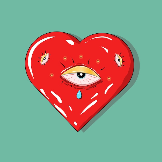Vector rood hart met ogen