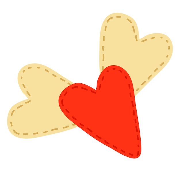 Rood hart met vleugels. Valentijnsdag. Textuur Genaaid met draden. Traditioneel symbool van liefde.