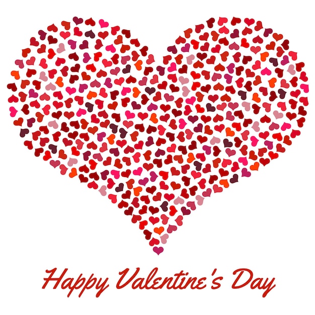 Rood hart van kleine harten. Valentijnsdag achtergrond met hart op een witte achtergrond. Symbool van liefde Element voor bruiloft sjabloon.