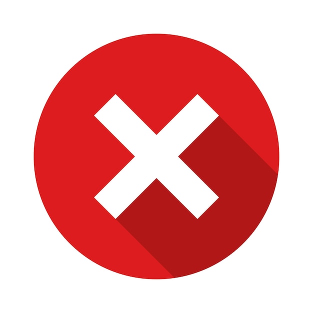 Rood kruisteken Icoon kruisteken met lange schaduw vector rood x kruis symbool in cirkelvorm