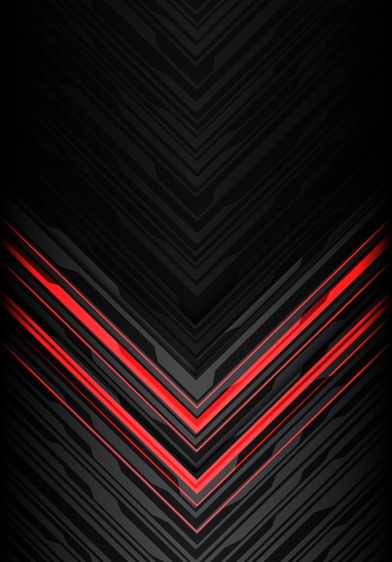 Rood licht zwarte lijn pijl richting futuristische achtergrond.