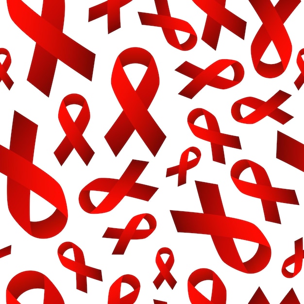 Vector rood lint naadloos patroon. national women and girls hiv aids awareness day-symbool. 10 maart. isola