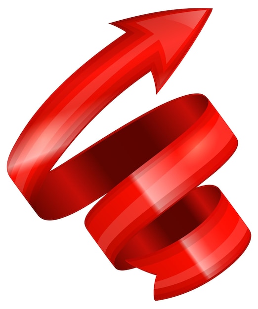 Rood lint spiraal pijl met zakelijke iconen vector geïsoleerd op witte achtergrond
