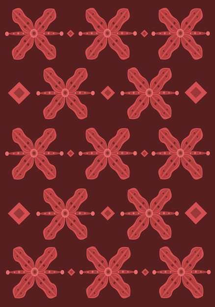 Rood patroon bloem behang
