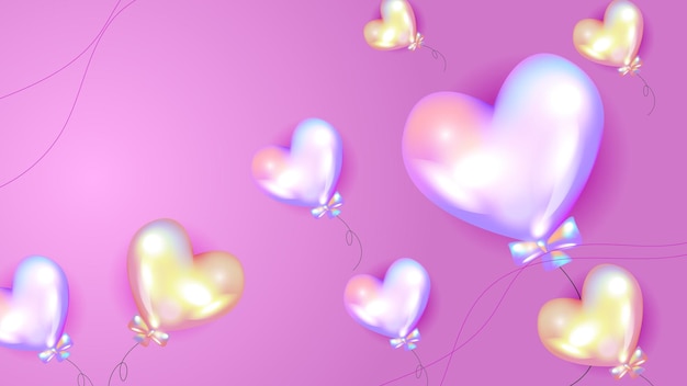 Rood roze en wit Valentine Kerstmis Nieuwjaar 3D-ontwerp achtergrond met liefde hartvormige ballon Vector illustratie groet banner kaart behang flyer poster brochure bruiloft